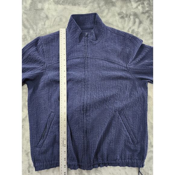 Vintage 90s Orvis Zip Front Crinkle Long Sleeve Jacket Size MP Blue Lightweight - Picture 7 of 8